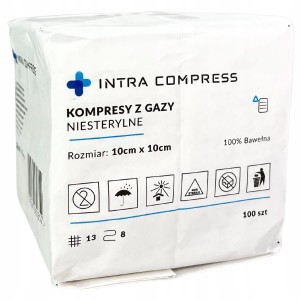 KOMPRESY Z GAZY NIEJAŁOWE INTRAMED 13 nitkowe