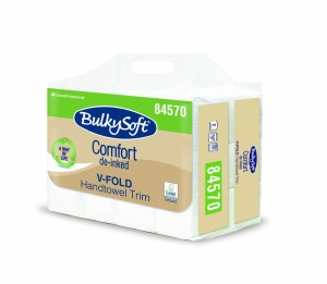 BULKYSOFT COMFORT DE-INKED ręcznik papierowy składany typu V-FOLD (ZZ) 2w. 21x21 cm, kolor biały, celuloza z recyklingu, 3000 szt./op.