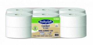 BULKYSOFT COMFORT DE-INKED papier toaletowy mini jumbo 2w. kolor biały, celuloza z recyklingu, długość roli 120m, 12 rolek/op.