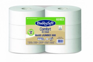 BULKYSOFT COMFORT DE-INKED papier toaletowy maxi jumbo 2w. kolor biały, celuloza z recyklingu, długość 300m, 6 rolek/op.