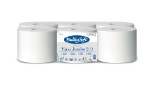 BULKYSOFT CLASSIC papier toaletowy jumbo centralnego dozowania, 2w. kolor biały, celuloza, długość roli 200m. 6 rolek/op