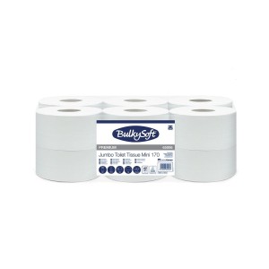 BULKYSOFT PREMIUM papier toaletowy mini jumbo 2w. kolor biały, celuloza, długość 170m, 12 rolek/op