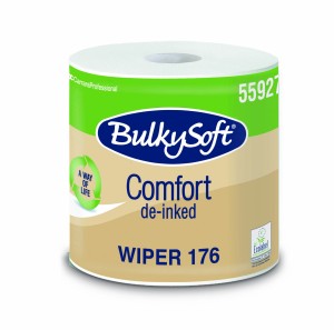 BULKYSOFT COMFORT DE-INKED czyściwo 2w. kolor biały, celuloza z recyklingu, długość roli 176m. 1 rola/op.