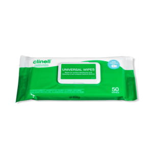 Clinell Universal Wipes flow-pack z adhezyjnym spodem 50 szt. - chusteczki do dezynfekcji powierzchni